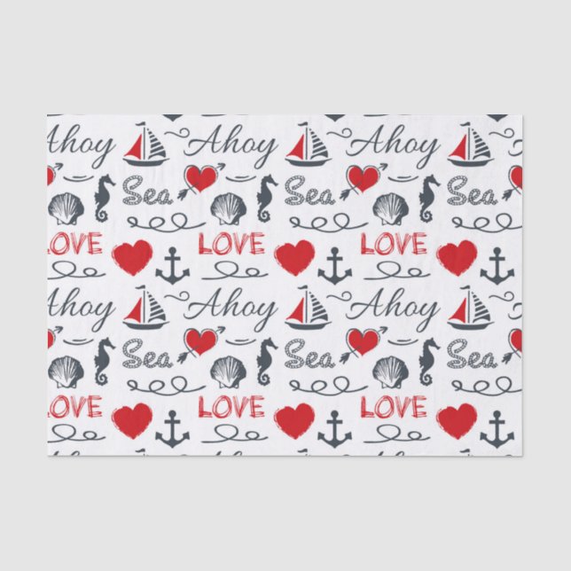 Seamless nautical pattern tissue paper (Front)