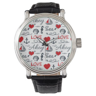 Seamless nautical pattern watch