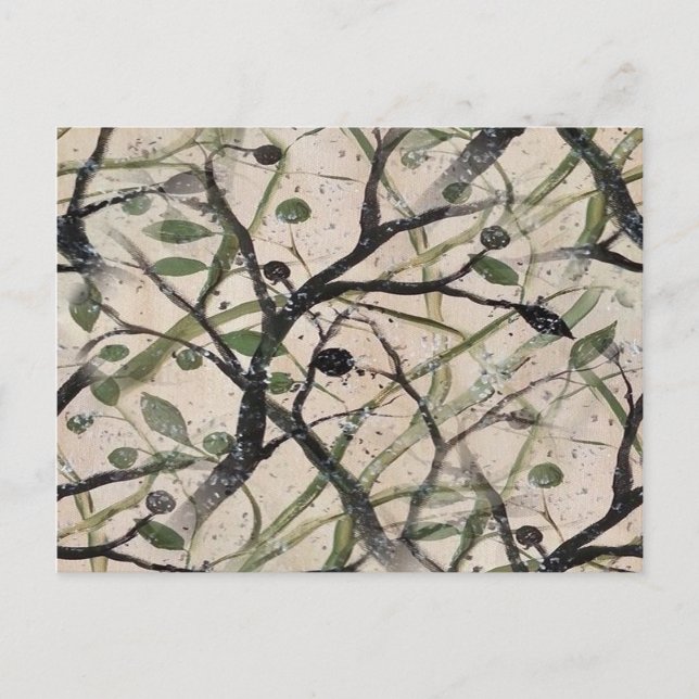 Seamless Olive Branch Abstract Art Pattern Postcard (Front)