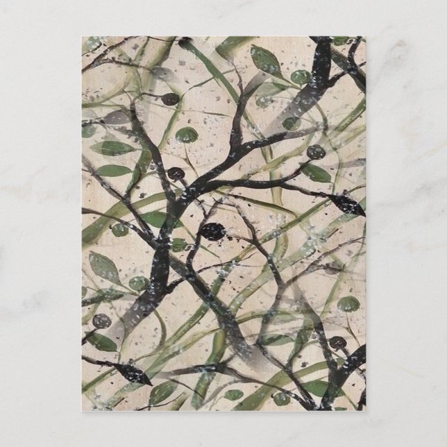 Seamless Olive Branch Abstract Art Pattern Postcard (Front)