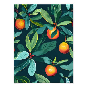 Seamless Orange and Leaf Pattern Photo Print