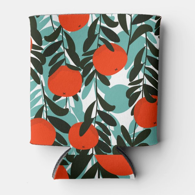 Seamless Orange Fruit Garden Print Can Cooler (Front)