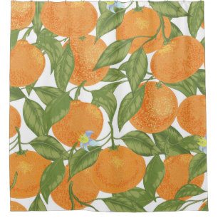 Seamless orange mandarin tangerine with leaves and