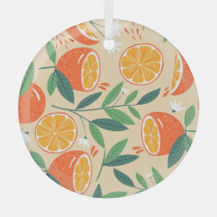 Seamless orange pattern, abstract vintage art. glass ornament