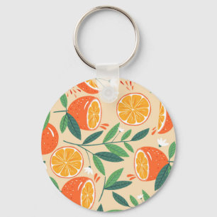 Seamless orange pattern, abstract vintage art. keychain