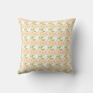 Seamless Orange Slice and Leaf Pattern Throw Pillow