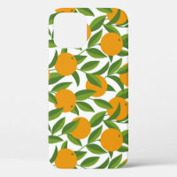 Seamless orange tree art pattern.