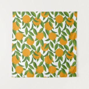 Seamless orange tree art pattern. tapestry