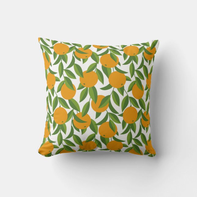 Seamless orange tree art pattern. throw pillow (Front)