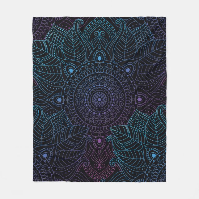 Seamless oriental arabesque pattern. Laced decorat Fleece Blanket (Front)