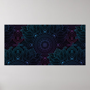 Seamless oriental arabesque pattern. Laced decorat Poster
