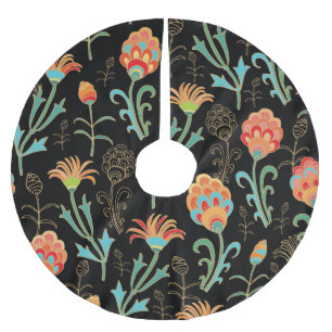 Seamless Oriental Floral Elegance Brushed Polyester Tree Skirt