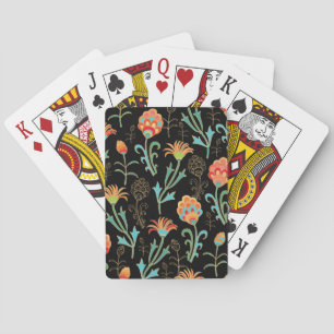 Seamless Oriental Floral Elegance Playing Cards