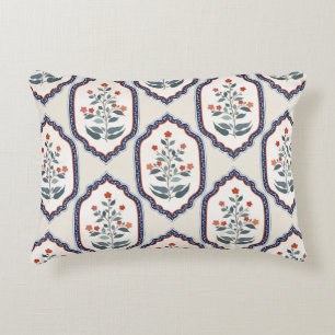 Seamless oriental vintage ornament with flower bra accent pillow
