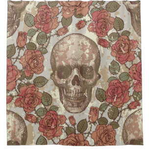 Seamless ornament in a retro style with skulls and
