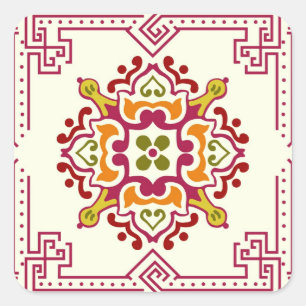 Seamless ornament tiles square sticker