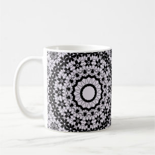 Seamless ornamental black grey lace decor decorati coffee mug