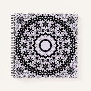 Seamless ornamental black grey lace decor decorati notebook
