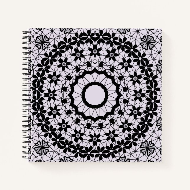 Seamless ornamental black grey lace decor decorati notebook (Front)