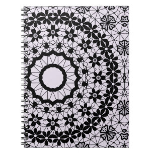 Seamless ornamental black grey lace decor decorati notebook