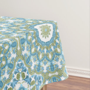 Seamless ornamental blue green white decor decorat tablecloth