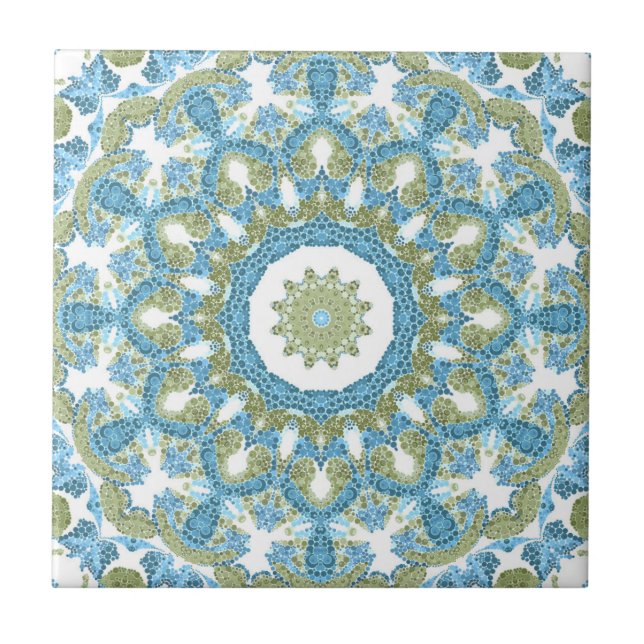Seamless ornamental blue green white decor decorat tile (Front)