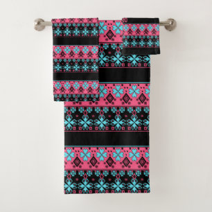 Seamless ornamental decor ornate folk 2020 New Yea Bath Towel Set