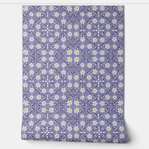 Seamless ornamental violet white flowers pastel bl wallpaper