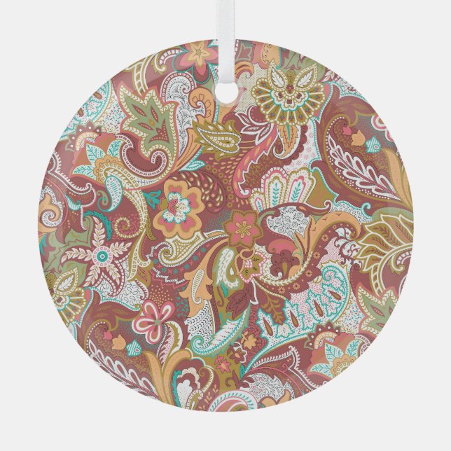 Seamless paisley: elegant background pattern. glass ornament (Front)