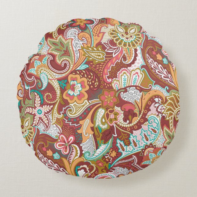 Seamless paisley: elegant background pattern. round pillow (Front)