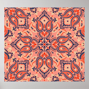 Seamless paisley: vintage pattern design. poster