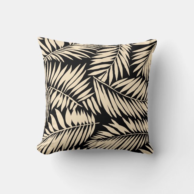 Seamless Palm Leaf Pattern in  Throw Pillow (Front)