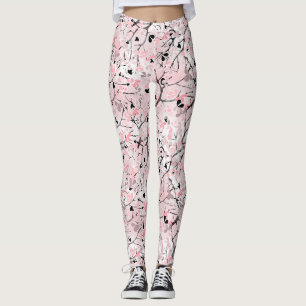 Seamless pastel floral flowers pink blush leaves t leggings