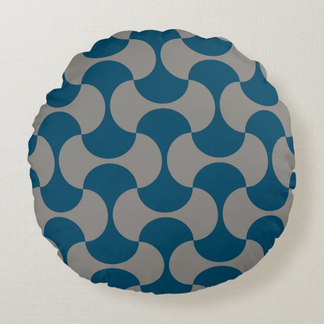 Seamless pastel pattern in 60s style. Wrapping pap Round Pillow (Front)