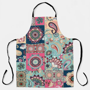 Seamless patchwork background with paisley and flo apron