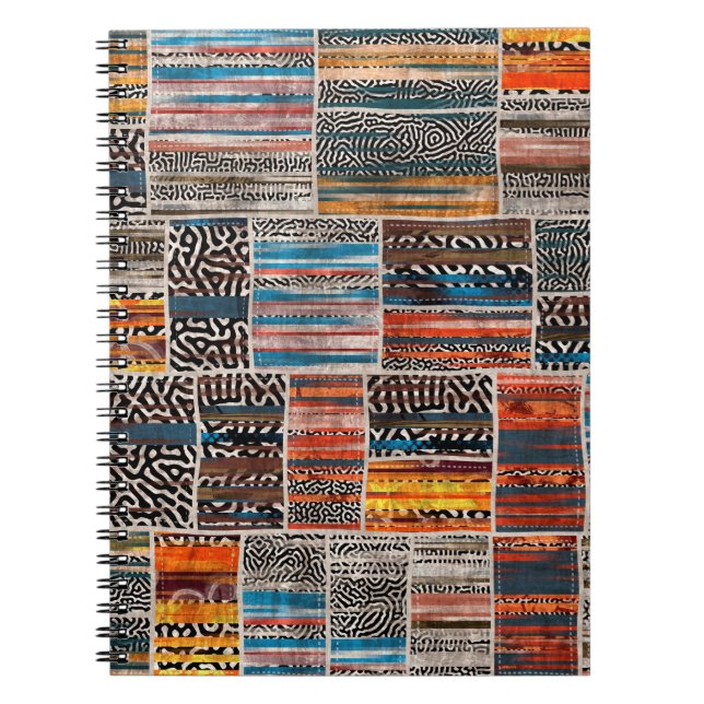 Seamless patchwork collage mix quilt pattern print notebook (Front)
