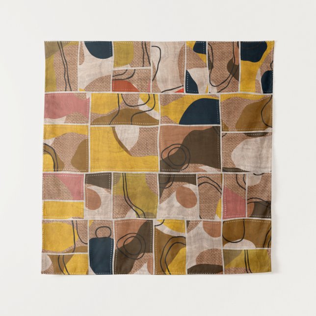 Seamless patchwork collage mix quilt pattern print tapestry (Front)