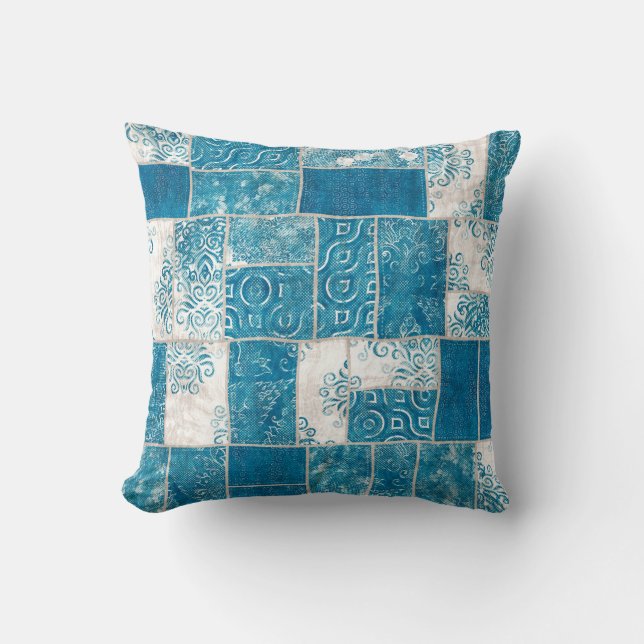 Seamless patchwork collage mix quilt pattern print throw pillow (Front)