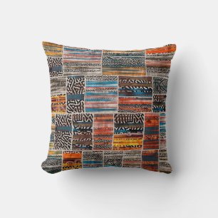 Seamless patchwork collage mix quilt pattern print throw pillow