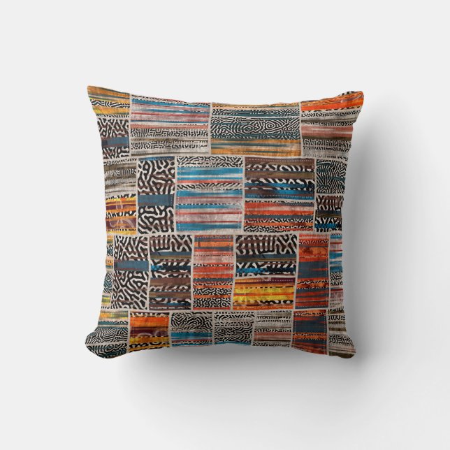 Seamless patchwork collage mix quilt pattern print throw pillow (Front)