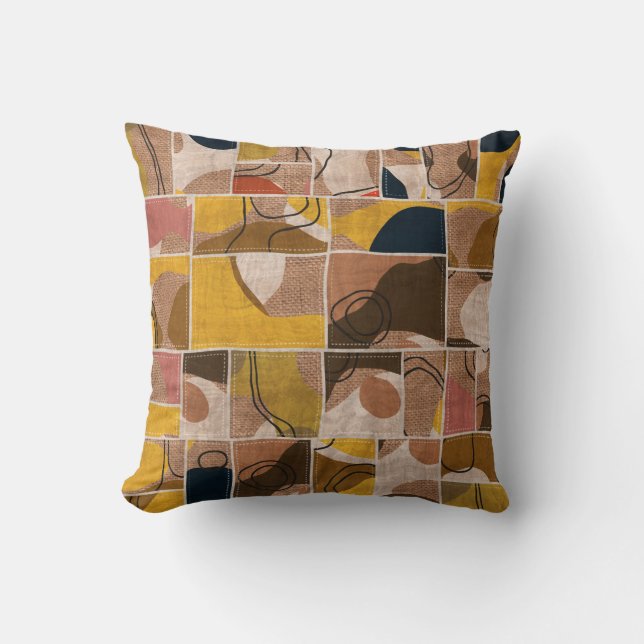 Seamless patchwork collage mix quilt pattern print throw pillow (Front)