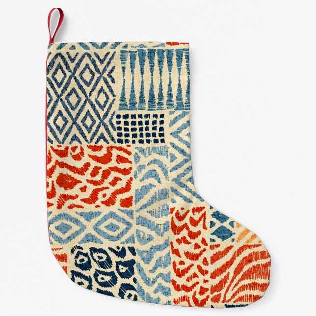 Seamless patchwork pattern. A collection of hand-d Small Christmas Stocking (Front)