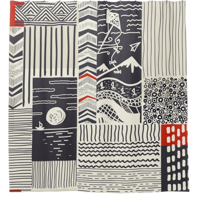 Seamless patchwork pattern from abstract doodles.  (Front)