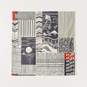 Seamless patchwork pattern from abstract doodles.  tapestry