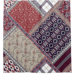 Seamless patchwork pattern on navy patchwork, abst