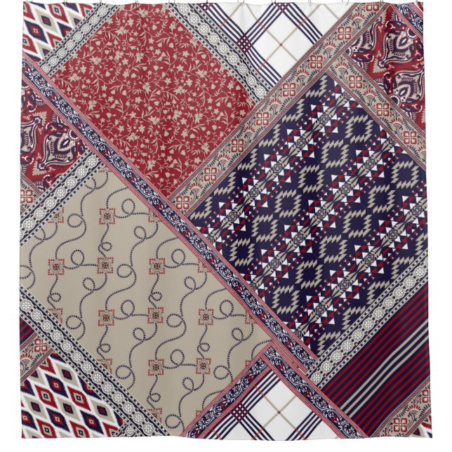 Seamless patchwork pattern on navy patchwork, abst (Front)