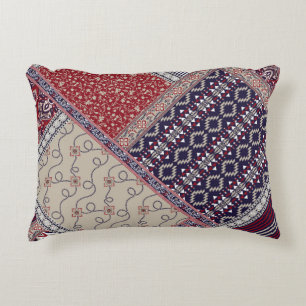 Seamless patchwork pattern on navy patchwork, abst accent pillow