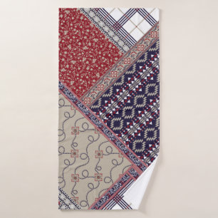 Seamless patchwork pattern on navy patchwork, abst bath towel