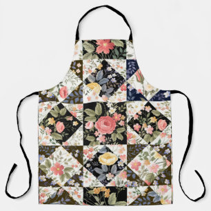seamless patchwork pattern with flowers apron