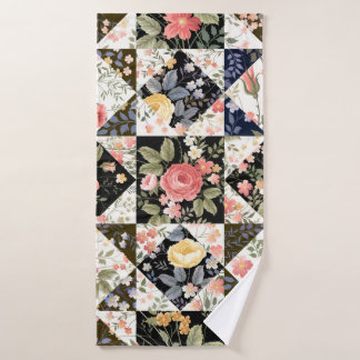 seamless patchwork pattern with flowers bath towel